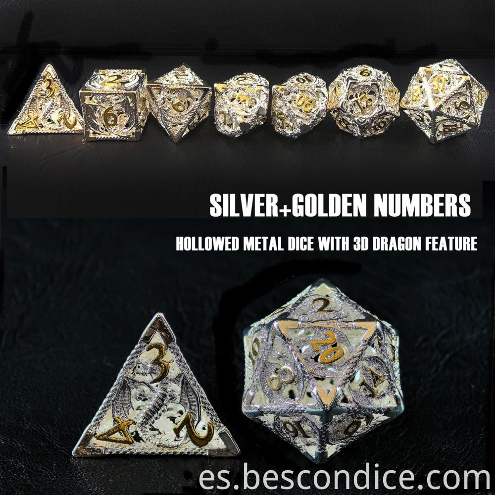 Silver Dragon Rpg Dice With Golden Numbers